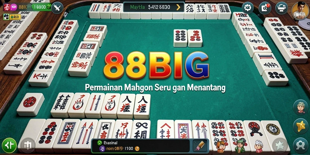 Tampilan gameplay Mahjong yang menantang dan mengasyikkan.