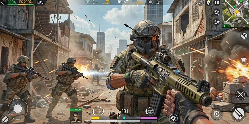 Tangkapan layar utama dari gameplay FPS yang mendebarkan.