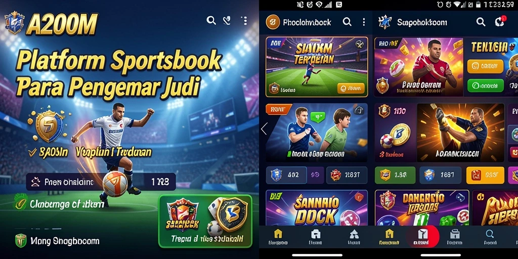 Screenshot tampilan antarmuka A200M saat taruhan olahraga.