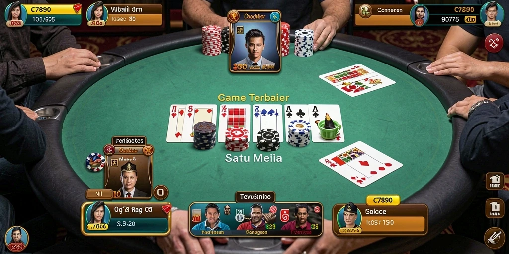 Screenshot gameplay C7890 menampilkan suasana bermain Poker yang seru.