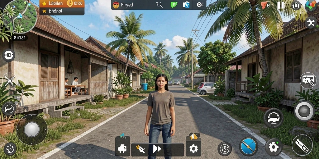 Screenshot gameplay F08 yang menunjukkan interaksi karakter dalam simulasi.