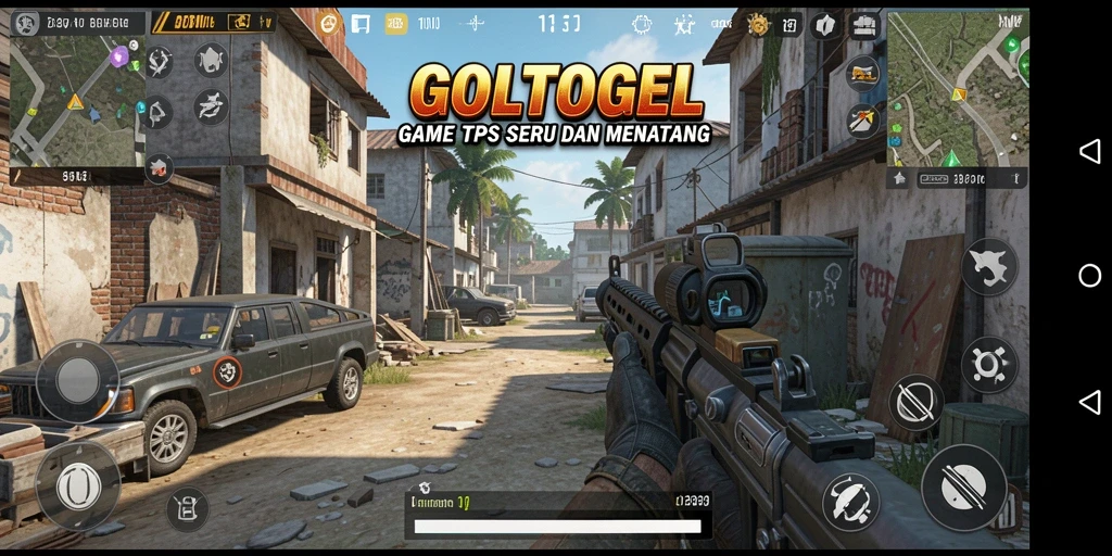 Tampilan seru gameplay GOLTOGEL dengan aksi tembak-tembakan.
