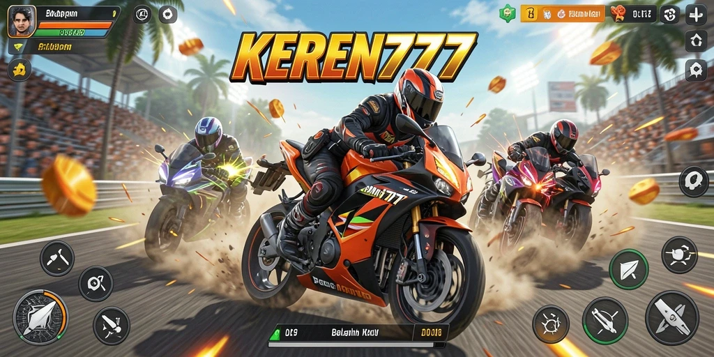Tampilan gameplay seru dari balapan motor KEREN777.