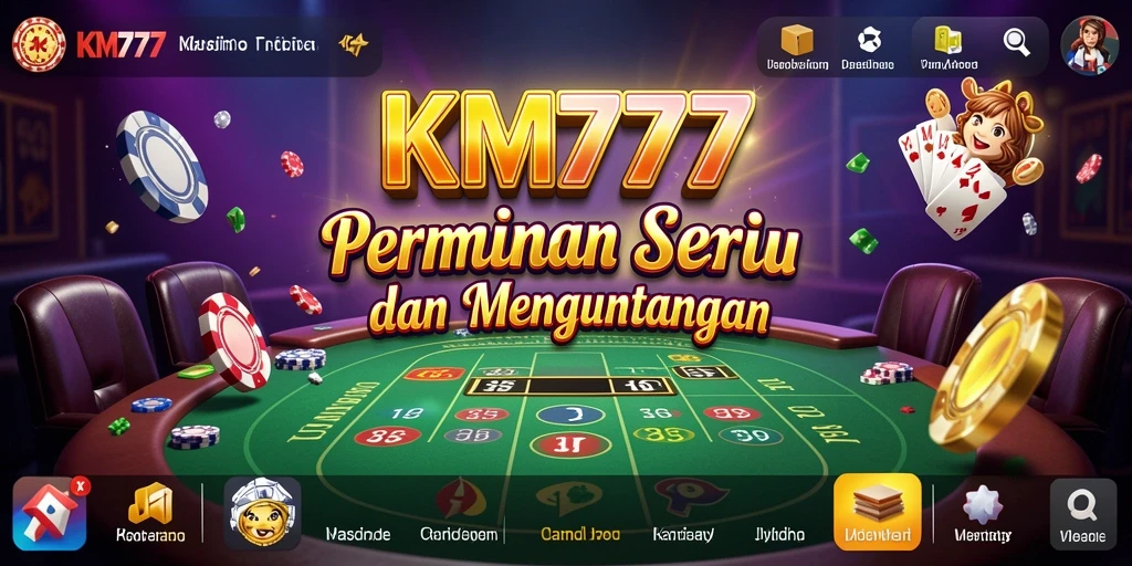 Tampilan gameplay KM777 yang menegangkan dengan banyak pilihan permainan kasino.