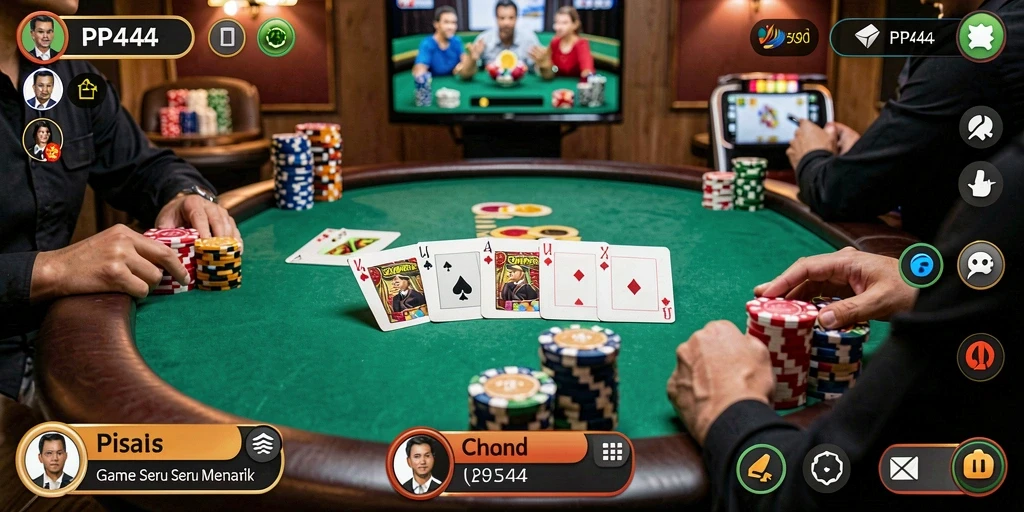 Tampilan gameplay Poker yang seru dan interaktif di PP444.