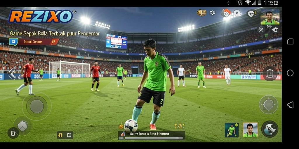 Tampilan gameplay menarik di lapangan sepak bola.