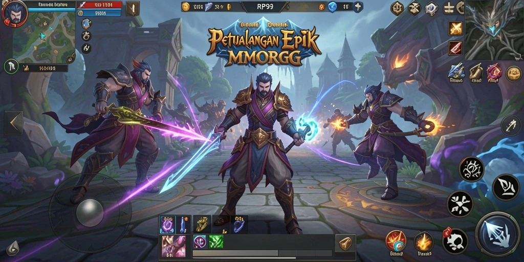 Screenshot gameplay RP99 yang menampilkan aksi seru dalam MMORPG.
