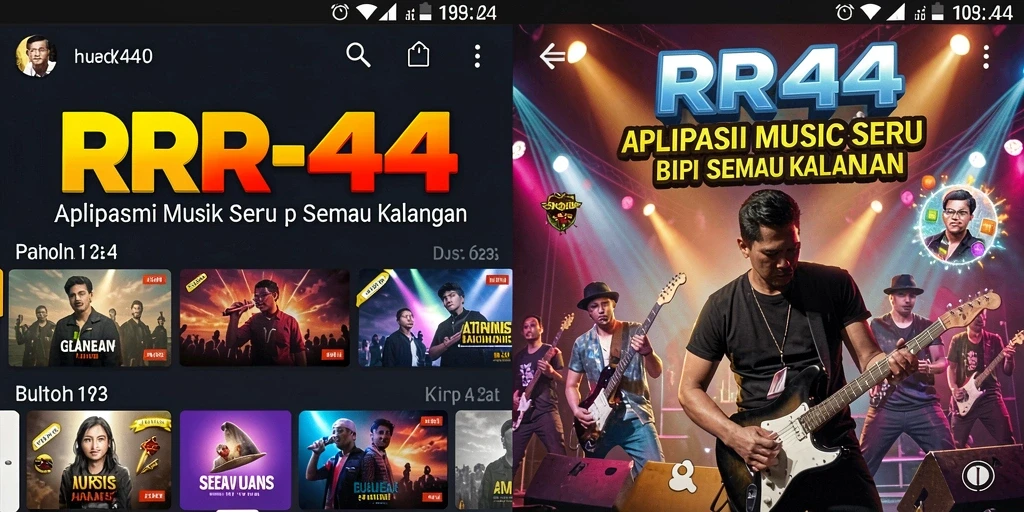 Tangkapan layar utama RR44 menampilkan gameplay seru dengan musik yang mendebarkan.