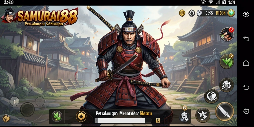 Screenshot SAMURAI88 menampilkan aksi pertarungan epik yang mendebarkan.