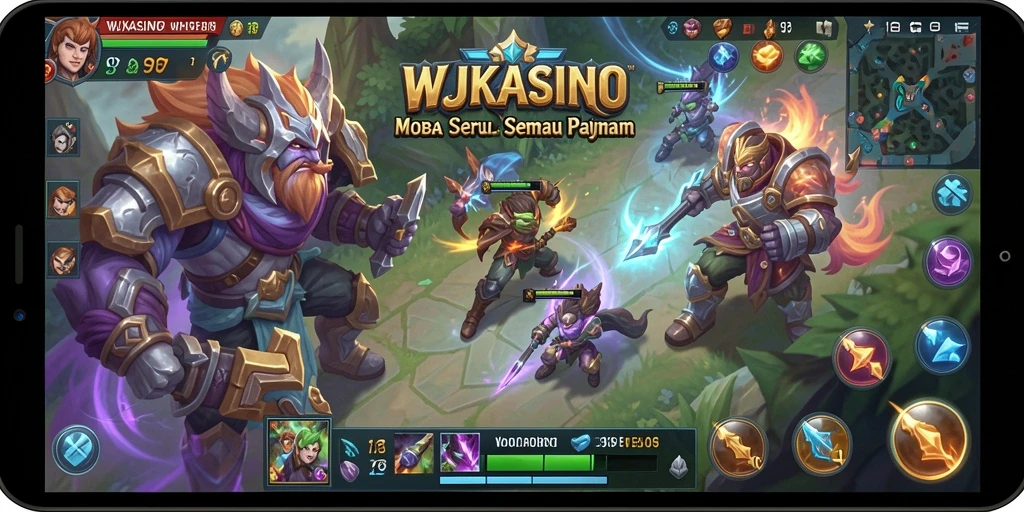 Gameplay menegangkan WJKASINO dengan pertempuran hero MOBA.